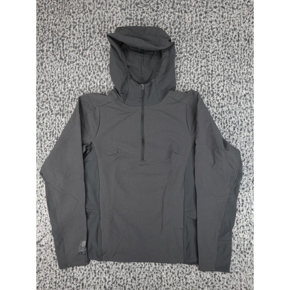 Mountain Hardwear Hoodie Womens XS Dark Gray Quarter Zip Grid Fleece OL9059
